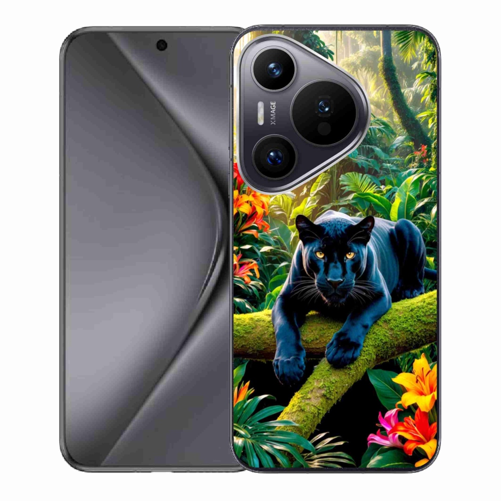 Gél borító mmCase a Huawei Pura 70-hez - fekete párduc a dzsungelben