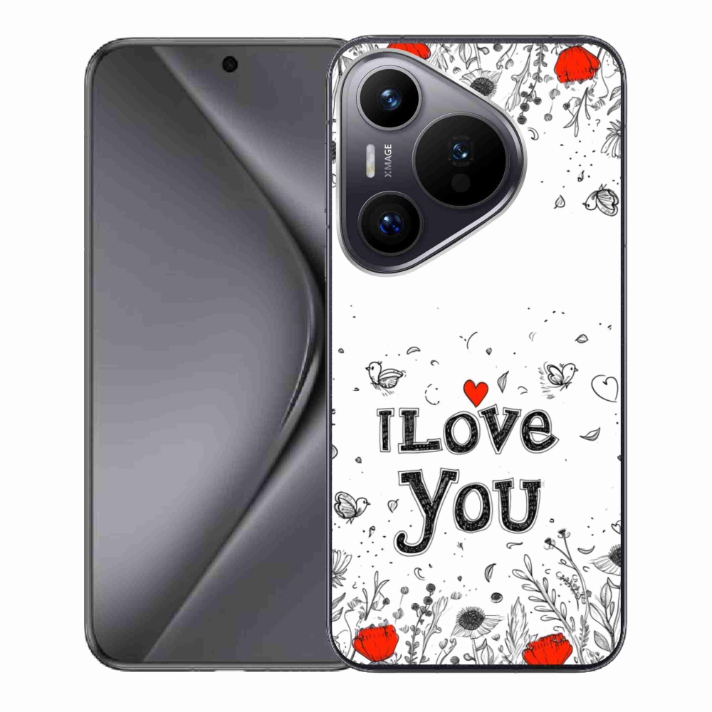 Gél borító mmCase a Huawei Pura 70 készülékhez - I love you fehér háttérrel