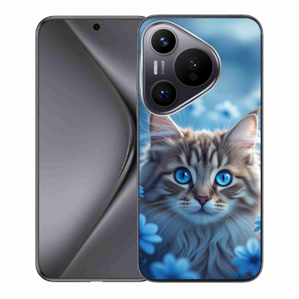 mmCase gél tok a Huawei Pura 70-hez – kiscica kék virágokkal