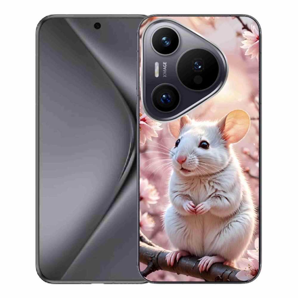 mmCase gél tok a Huawei Pura 70 Pro-hoz – fehér egér egy ágon