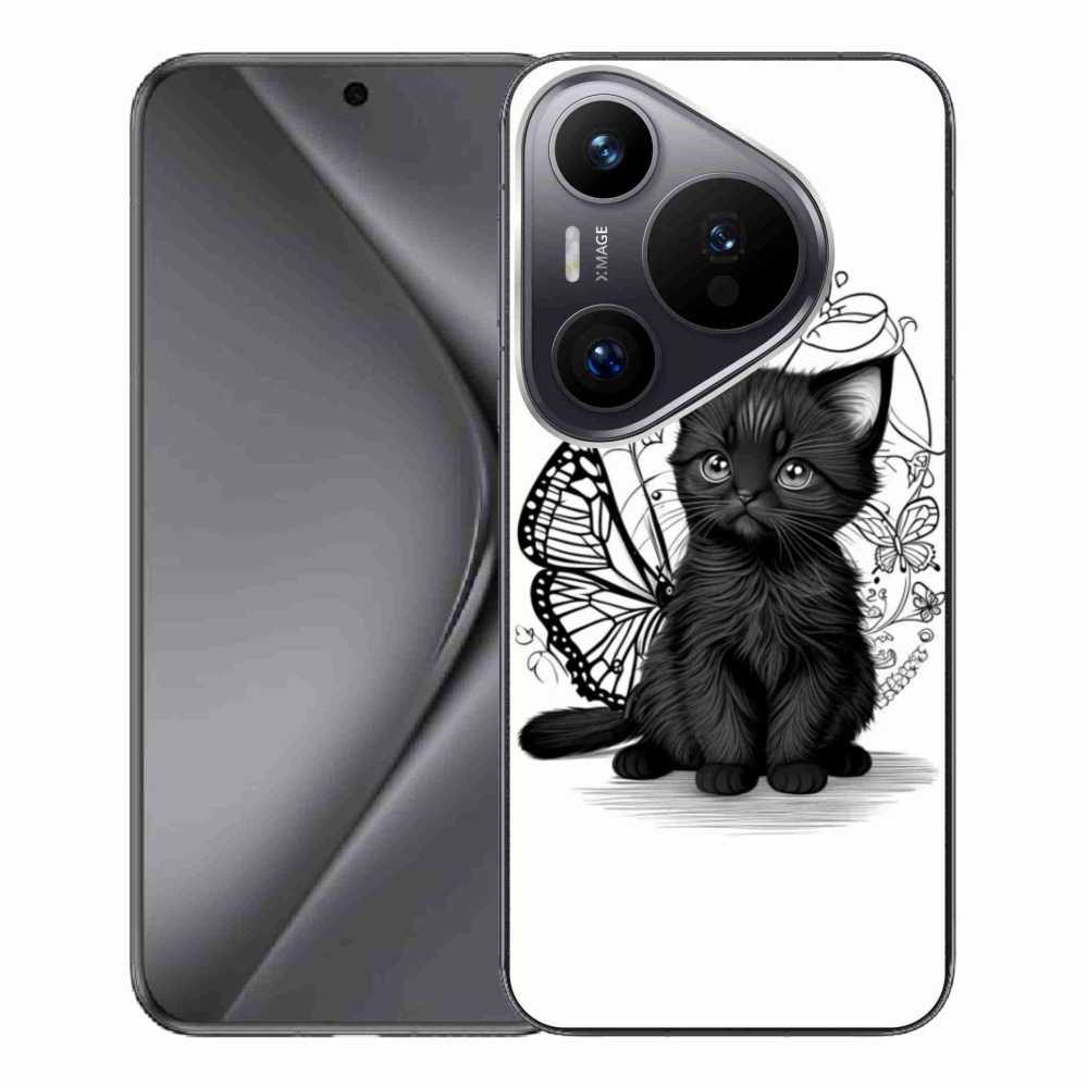Gél borítás mmCase a Huawei Pura 70 Pro készülékhez - fekete cica