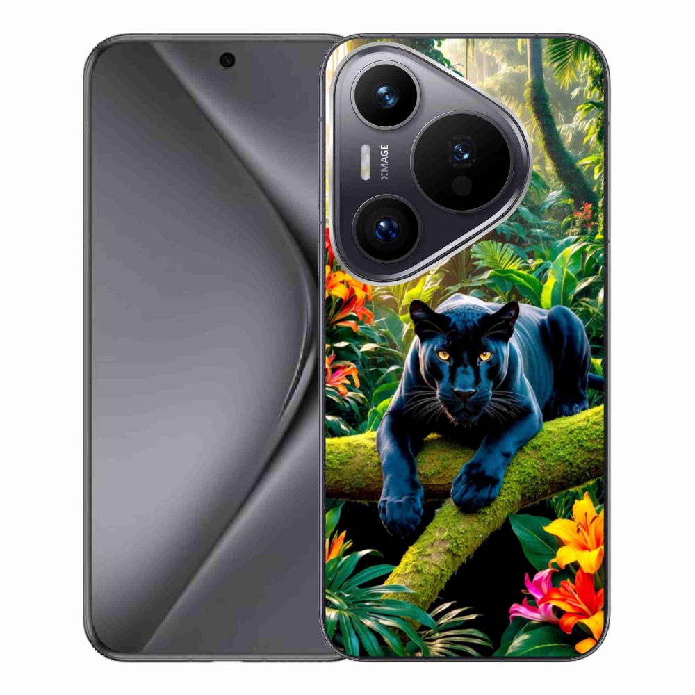 Gél borító mmCase a Huawei Pura 70 Pro számára - fekete párduc a dzsungelben