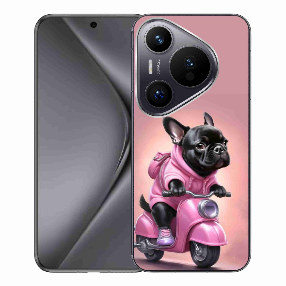 Gél borítás mmCase a Huawei Pura 70 Pro számára - Francia bulldog egy robogón