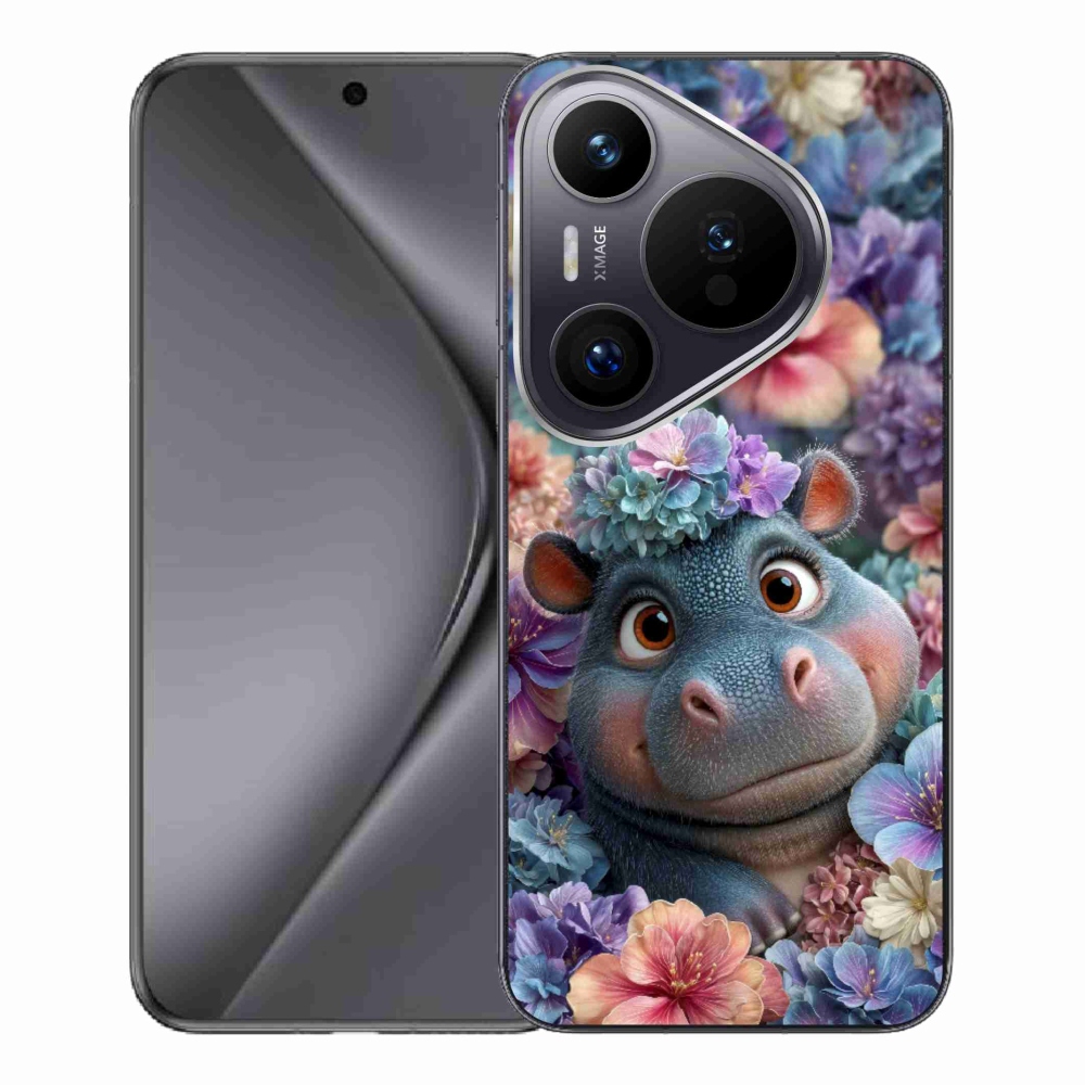 mmCase gél tok a Huawei Pura 70 Pro-hoz – virágokkal díszített víziló