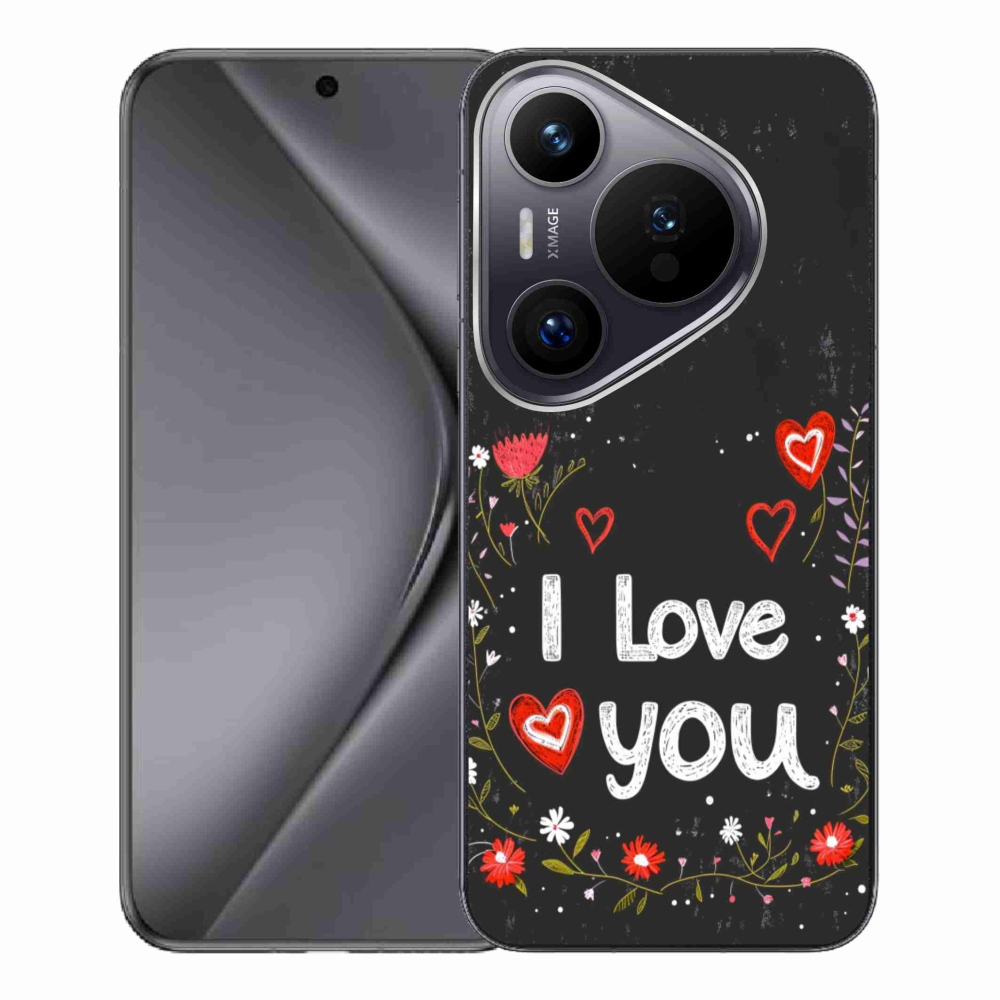 Gél borító mmCase a Huawei Pura 70 Pro készülékhez - I love you fekete háttérrel