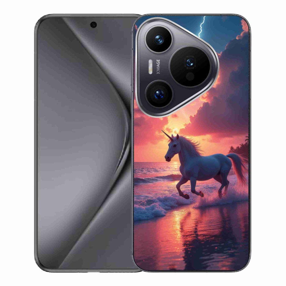 Gél borítás mmCase a Huawei Pura 70 Pro számára - egyszarvú a tengerparton