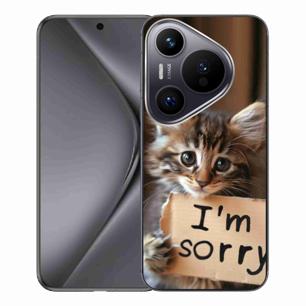 Zselés borítás mmCase a Huawei Pura 70 Pro számára - macska bocsánatkérés