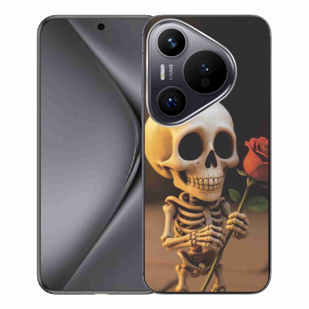 Gél borítás mmCase a Huawei Pura 70 Pro számára - csontváz rózsával