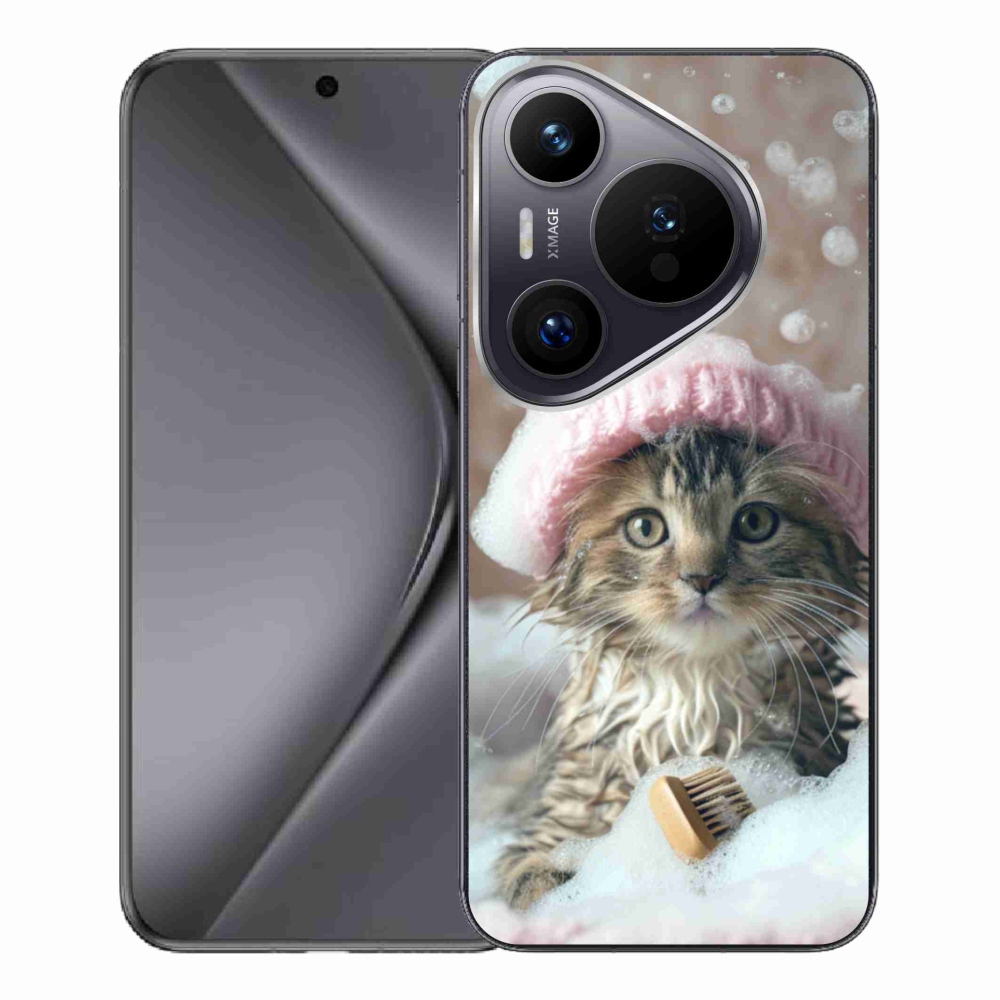 Gél borítás mmCase a Huawei Pura 70 Pro számára - cica és fürdő