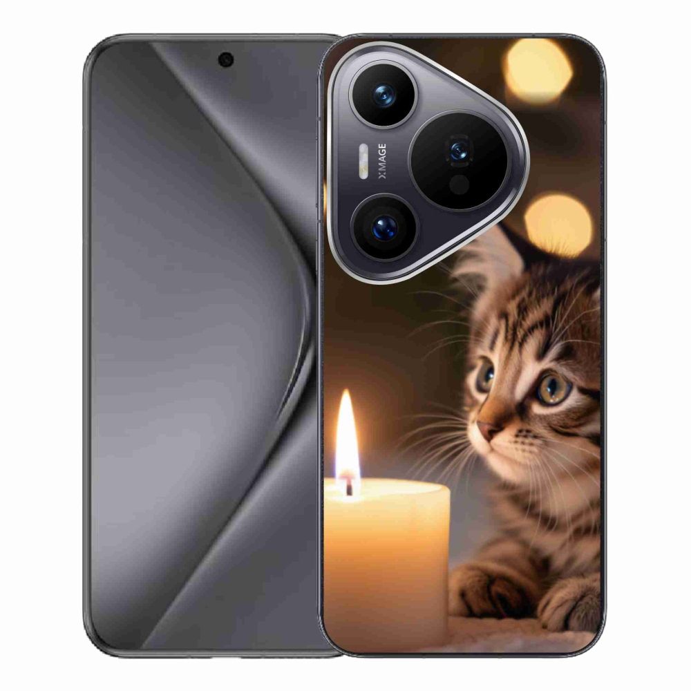 Gél borítás mmCase a Huawei Pura 70 Pro számára - cica és gyertya