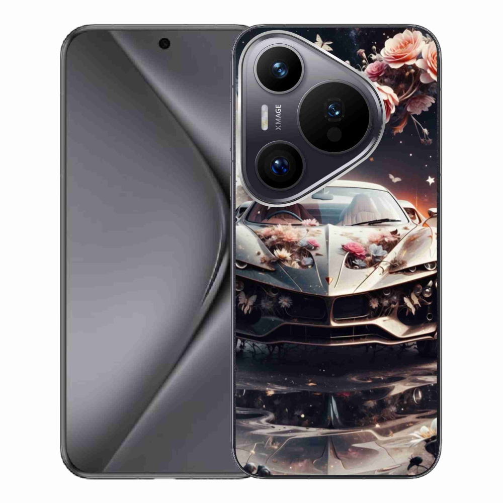 Gél borítás mmCase a Huawei Pura 70 Pro - virágos sportkocsira