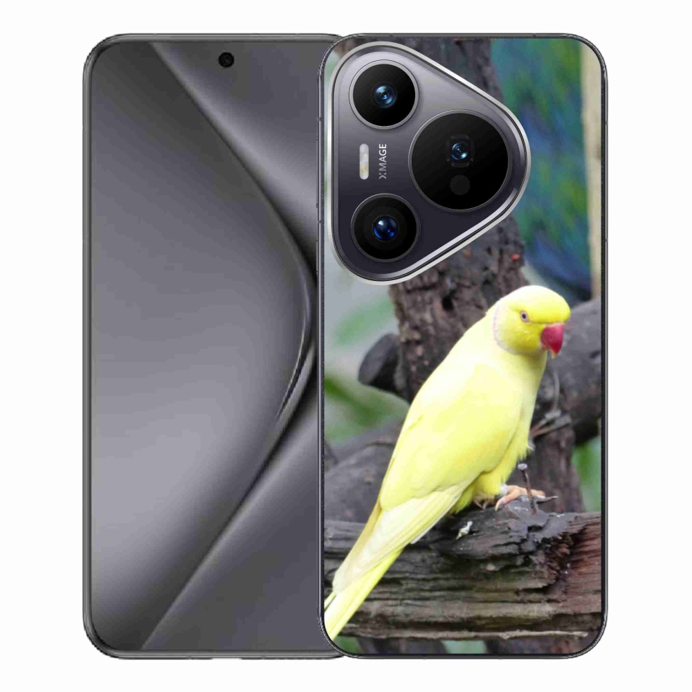 Zselés borítás mmCase a Huawei Pura 70 Pro készülékhez - papagáj alexander sárga