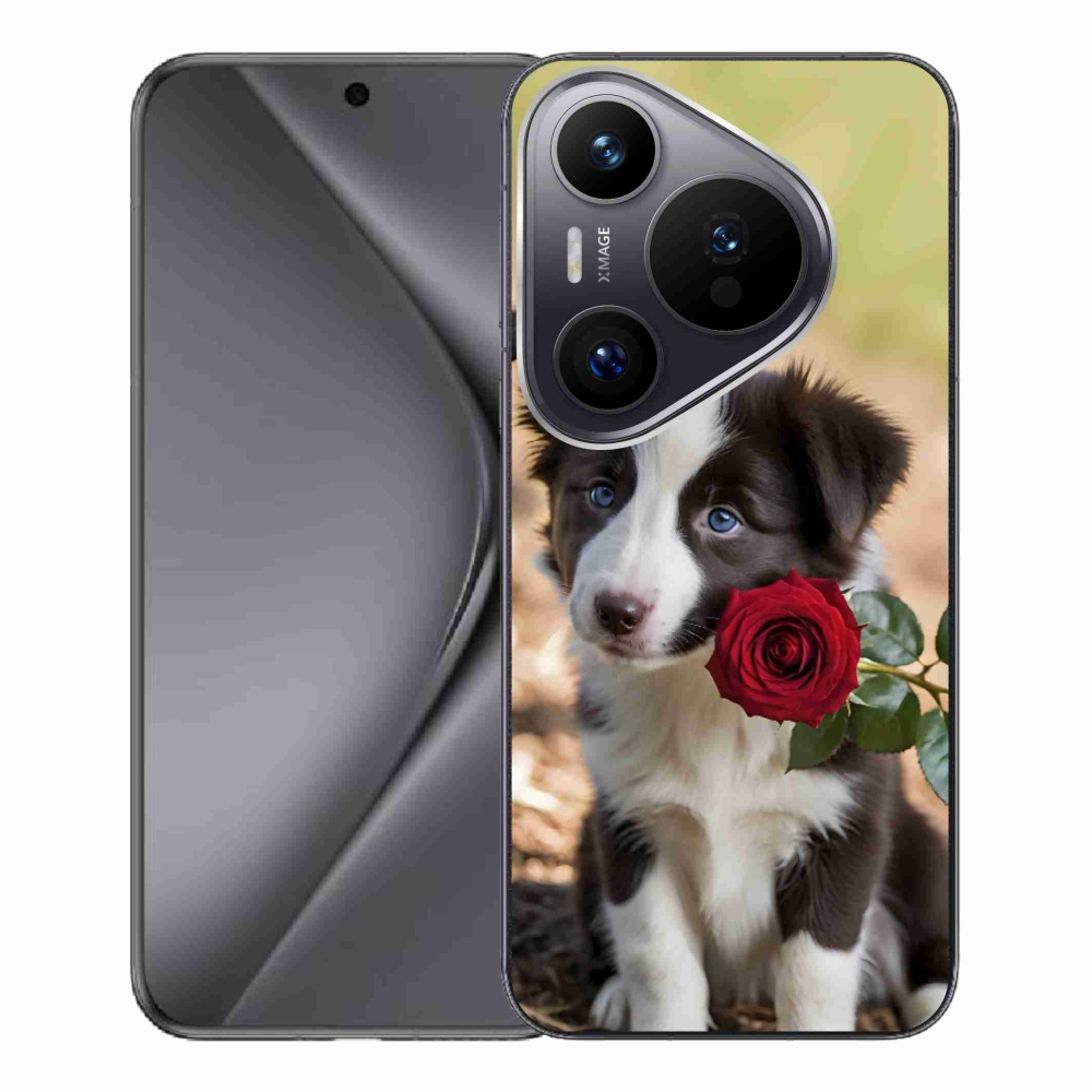 mmCase gél tok a Huawei Pura 70 Pro-hoz – aranyos border collie rózsával