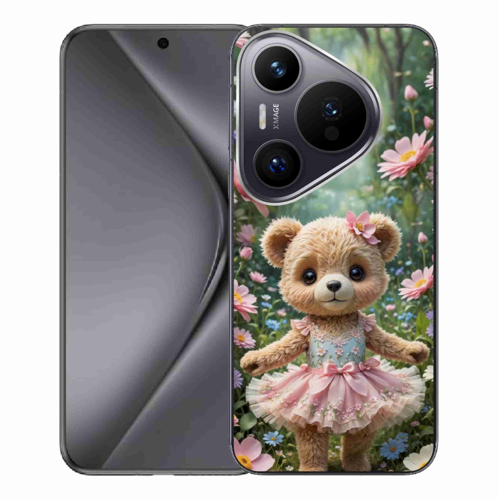 mmCase gél tok a Huawei Pura 70 Pro-hoz – aranyos mackó virágok között