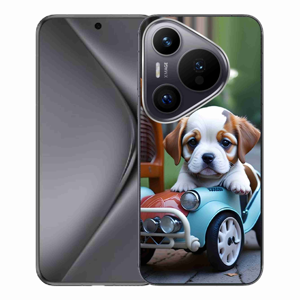 mmCase gél tok a Huawei Pura 70 Pro-hoz – kiskutya retro autóban