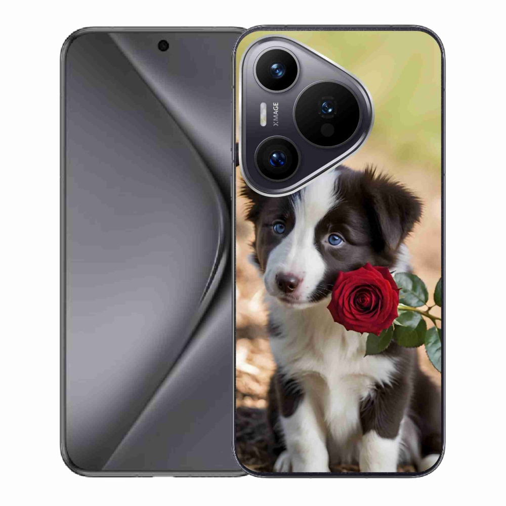 mmCase gél tok a Huawei Pura 70-hez – aranyos border collie rózsával