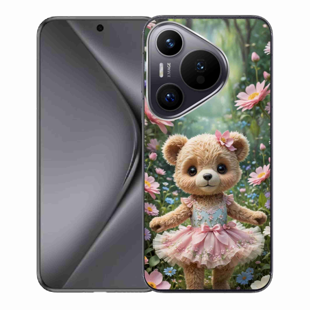 mmCase gél tok a Huawei Pura 70-hez – aranyos mackó virágok között