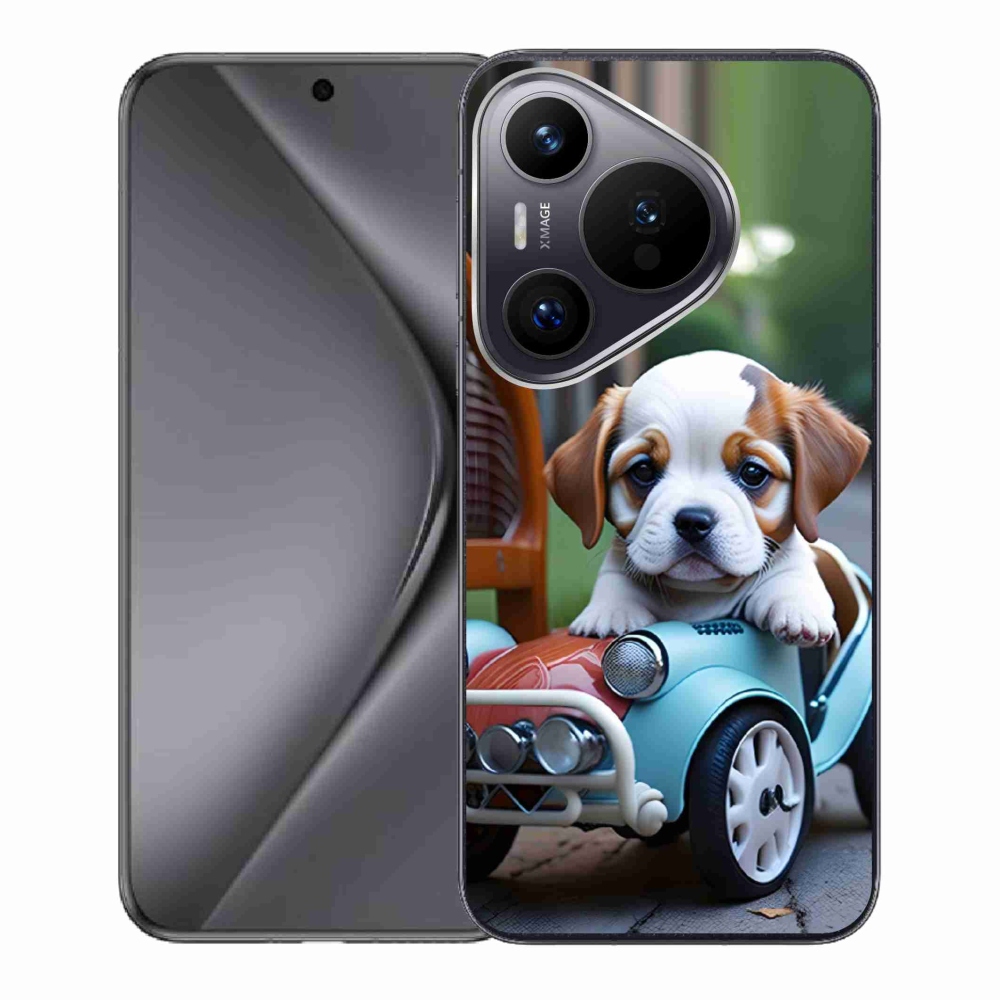 mmCase gél tok a Huawei Pura 70-hez – kiskutya retro autóban