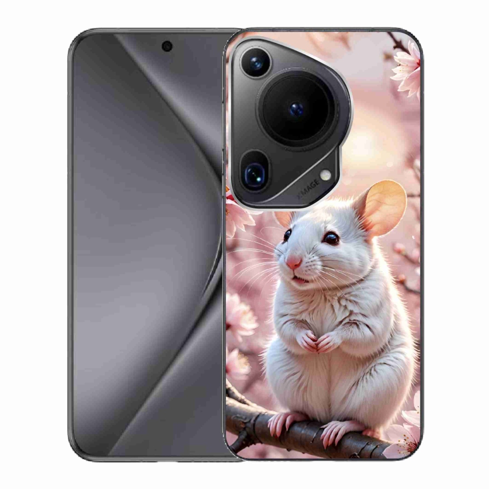 mmCase gél tok a Huawei Pura 70 Ultra-hoz – fehér egér egy ágon