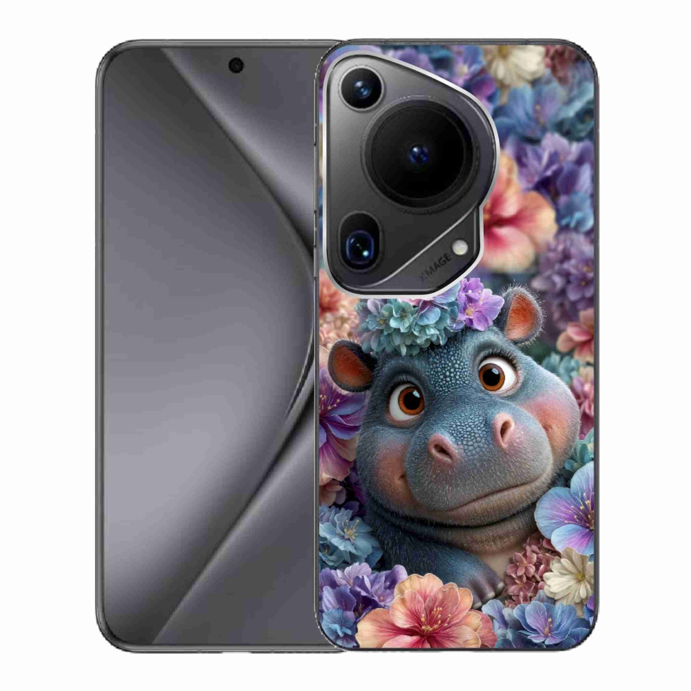 mmCase géltok a Huawei Pura 70 Ultra-hoz – virágokkal díszített víziló