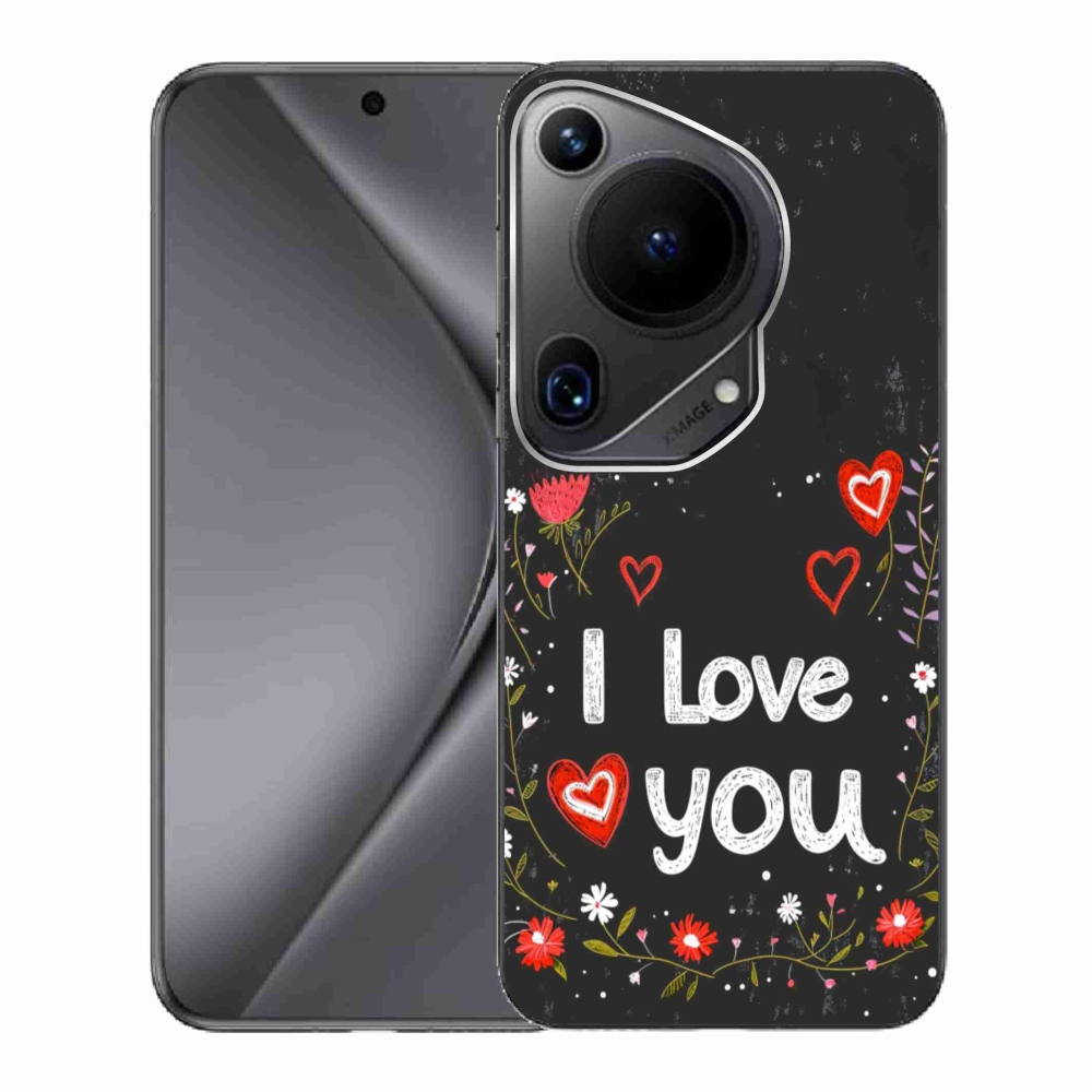 Gél borító mmCase a Huawei Pura 70 Ultra készülékhez - I love you fekete háttérrel