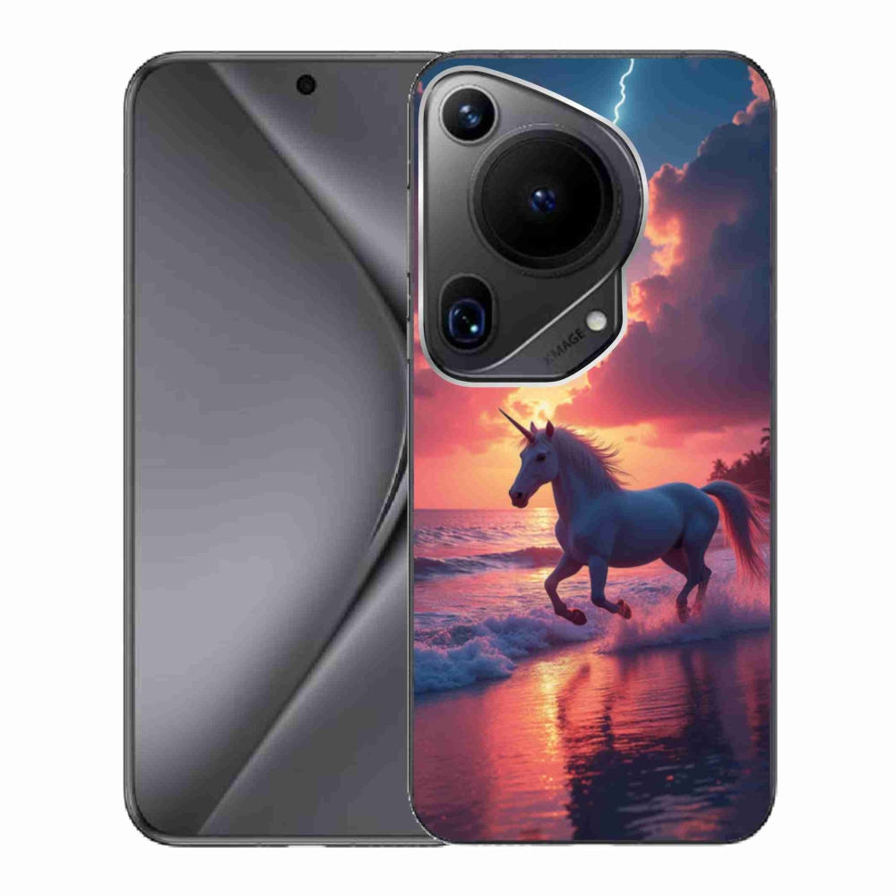 Gél borítás mmCase a Huawei Pura 70 Ultra számára - egyszarvú a tengerparton