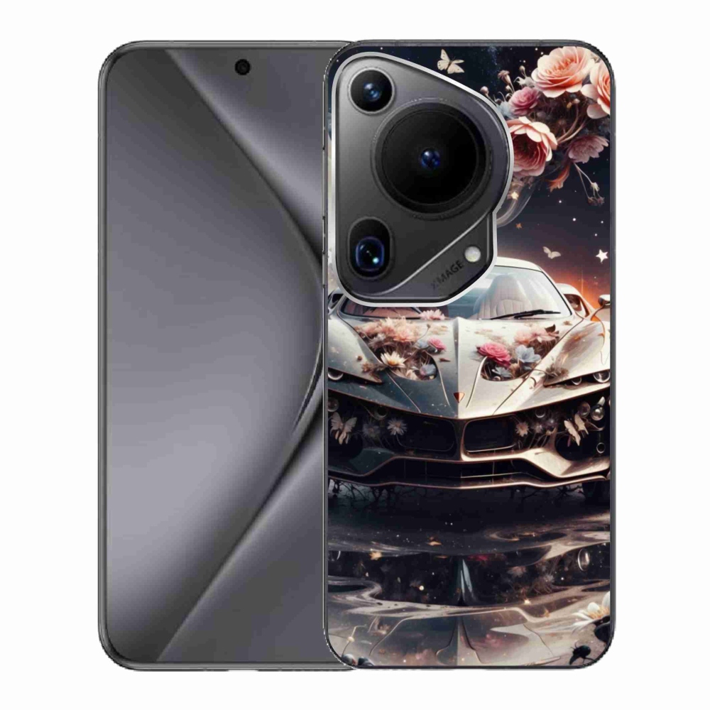Gélburkolat mmCase a Huawei Pura 70 Ultra - virágos sportkocsira