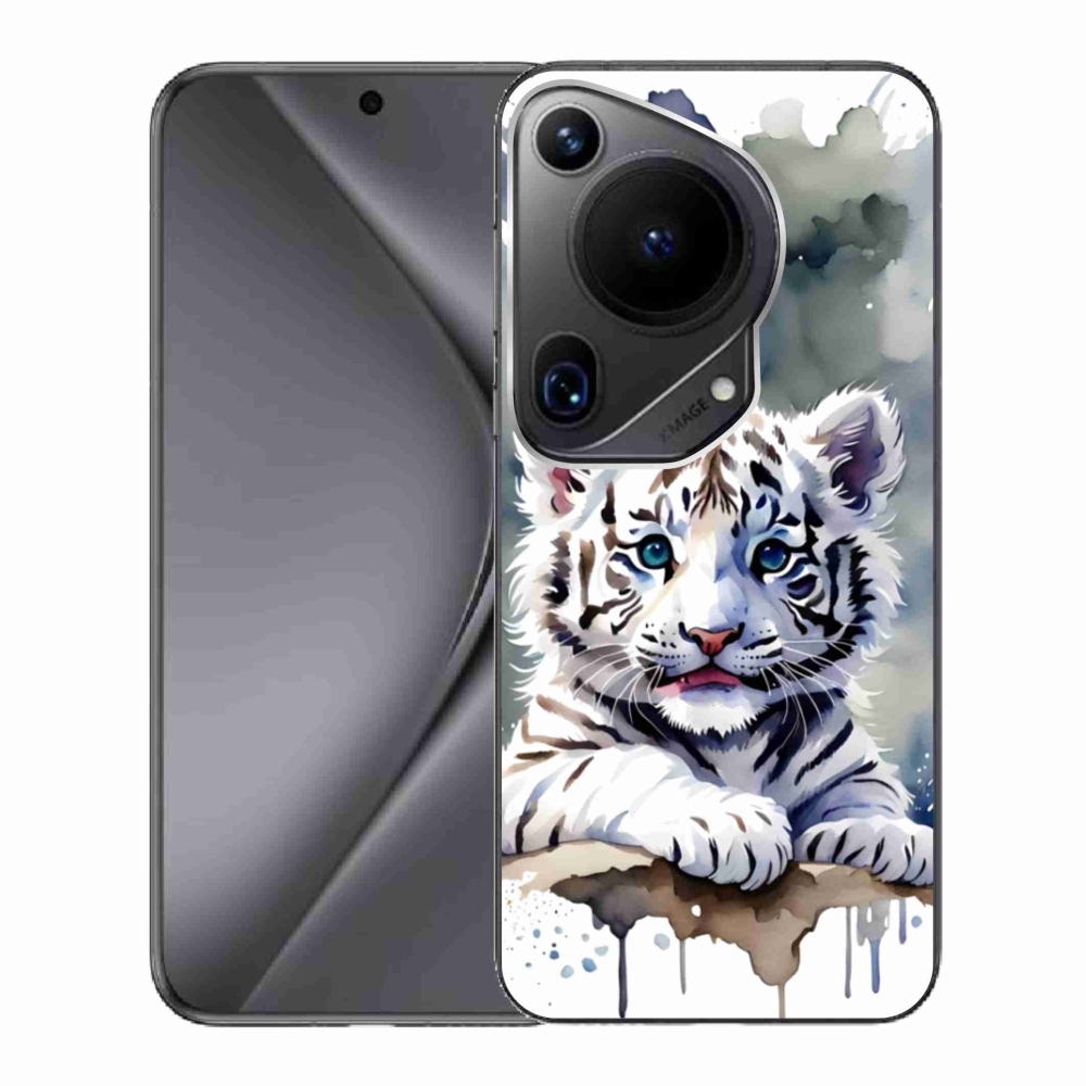 Gél borítás mmCase a Huawei Pura 70 Ultra számára - fehér tigriskölyök