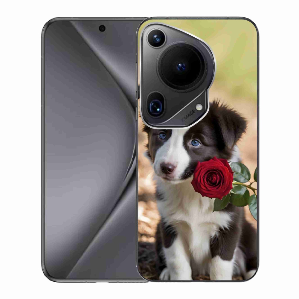 mmCase gél tok a Huawei Pura 70 Ultra-hoz – aranyos border collie rózsával