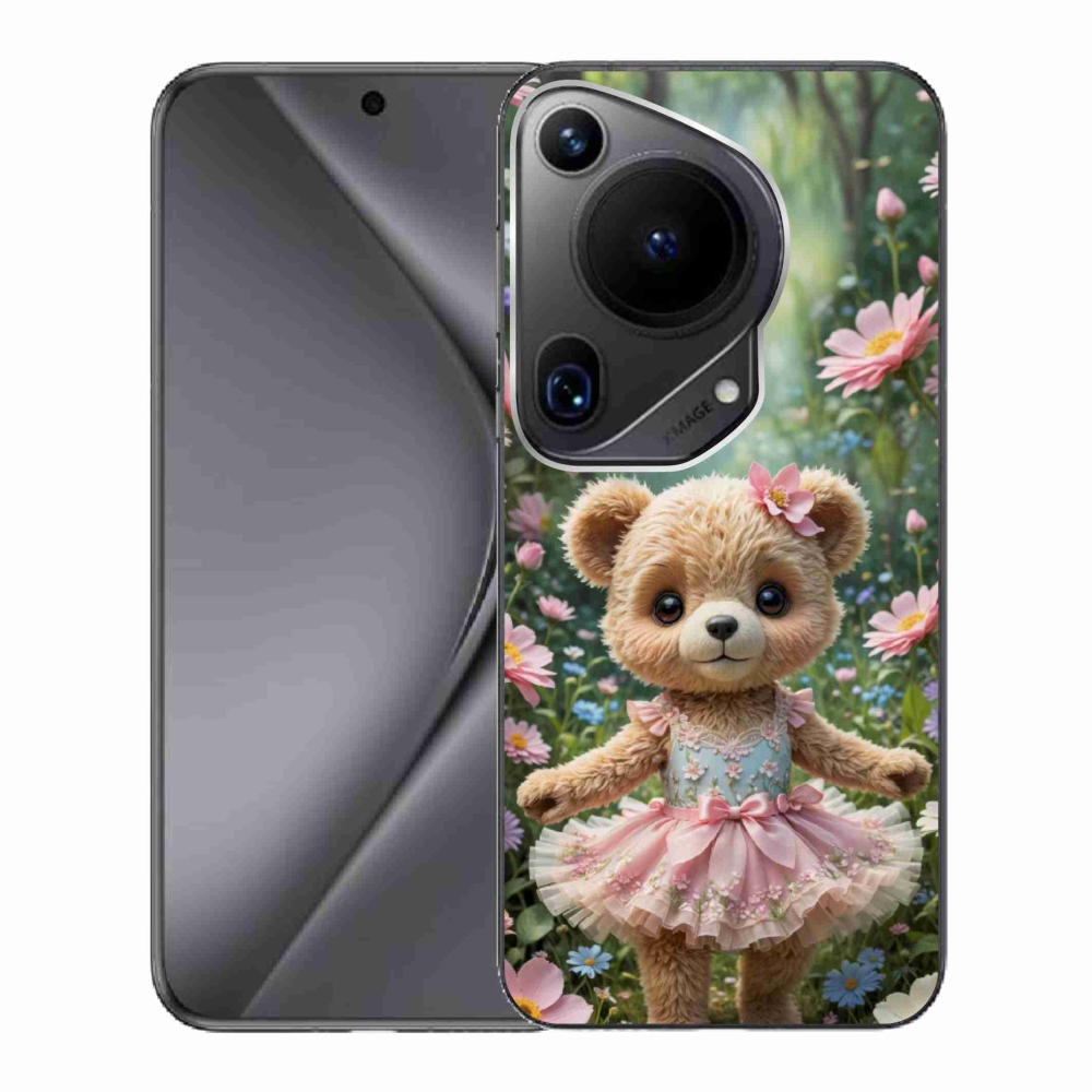 mmCase gél tok a Huawei Pura 70 Ultra-hoz – aranyos mackó virágok között