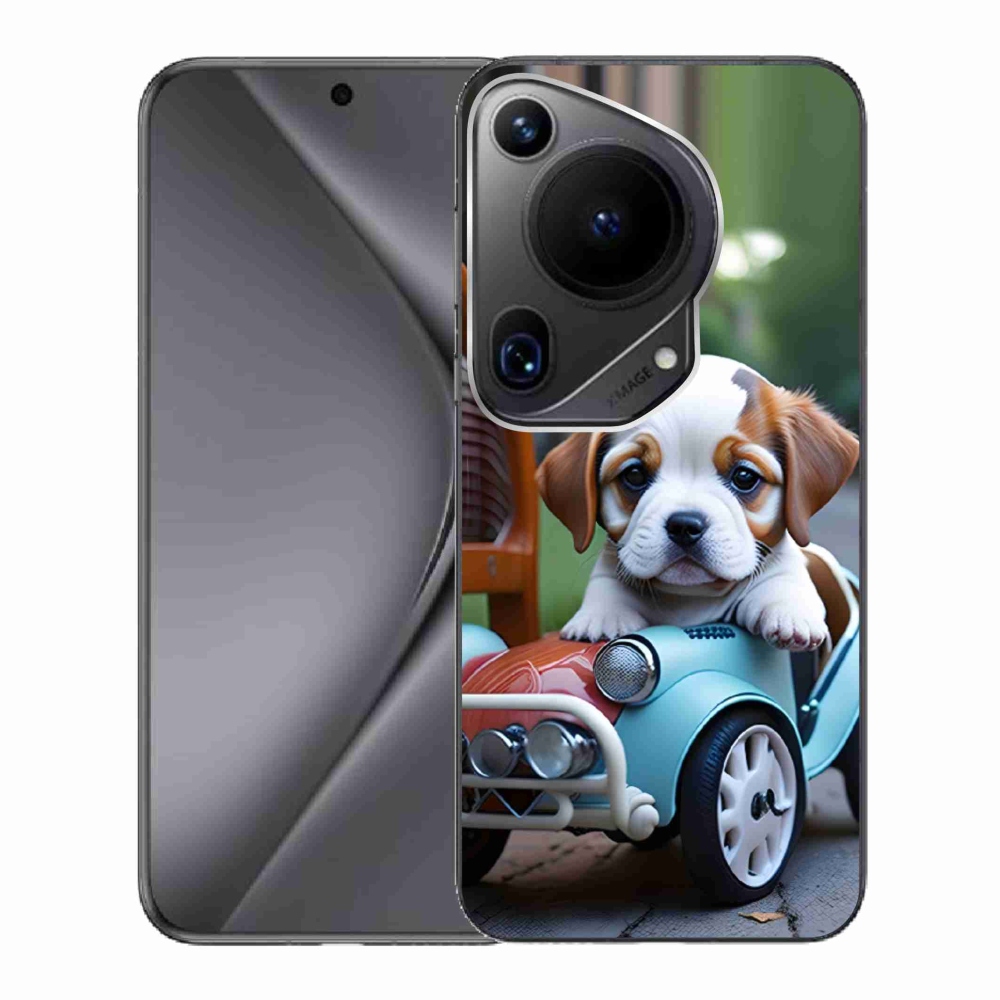 mmCase gél tok a Huawei Pura 70 Ultra-hoz – kiskutya retro autóban