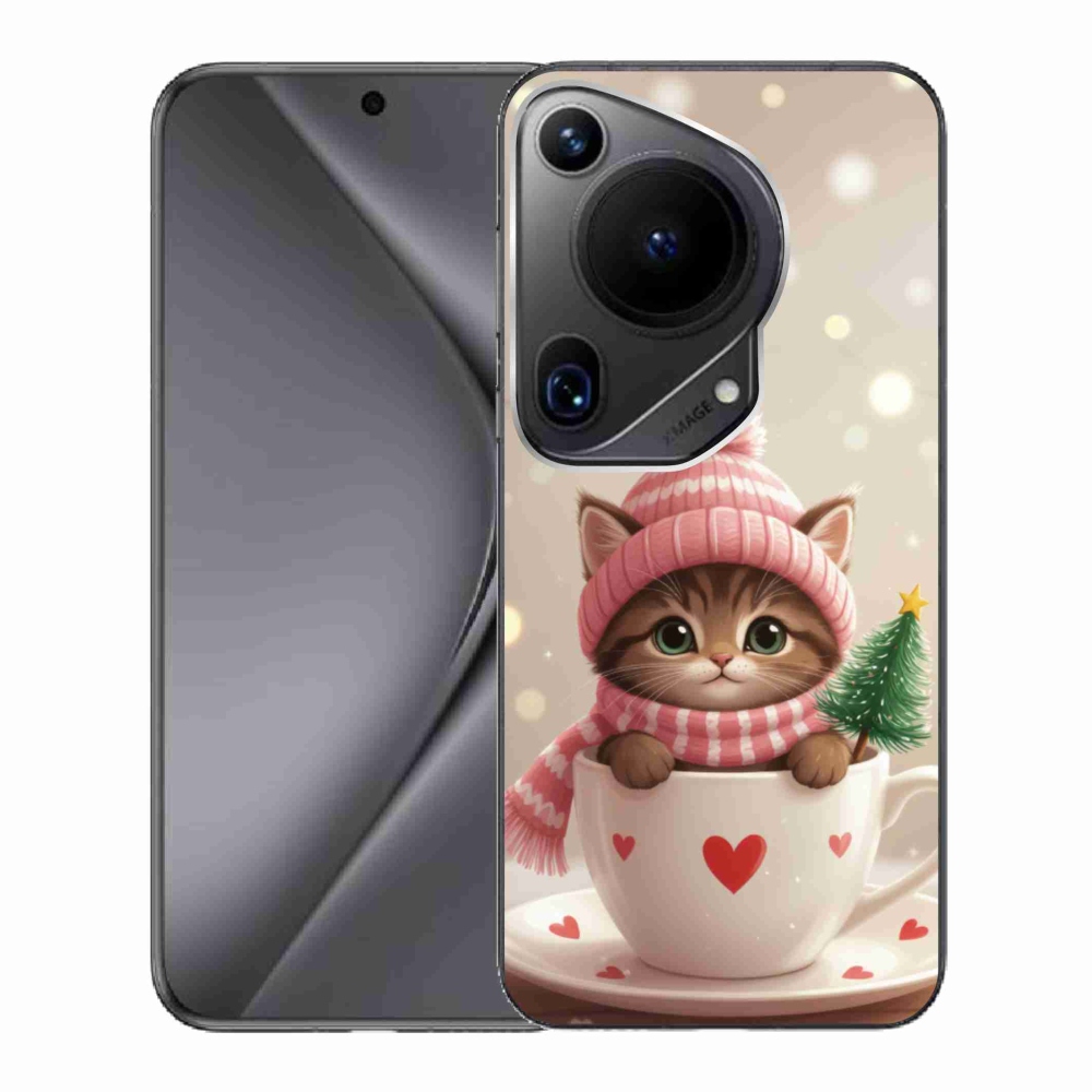 mmCase gél tok a Huawei Pura 70 Ultra-hoz – karácsonyi cica csészében