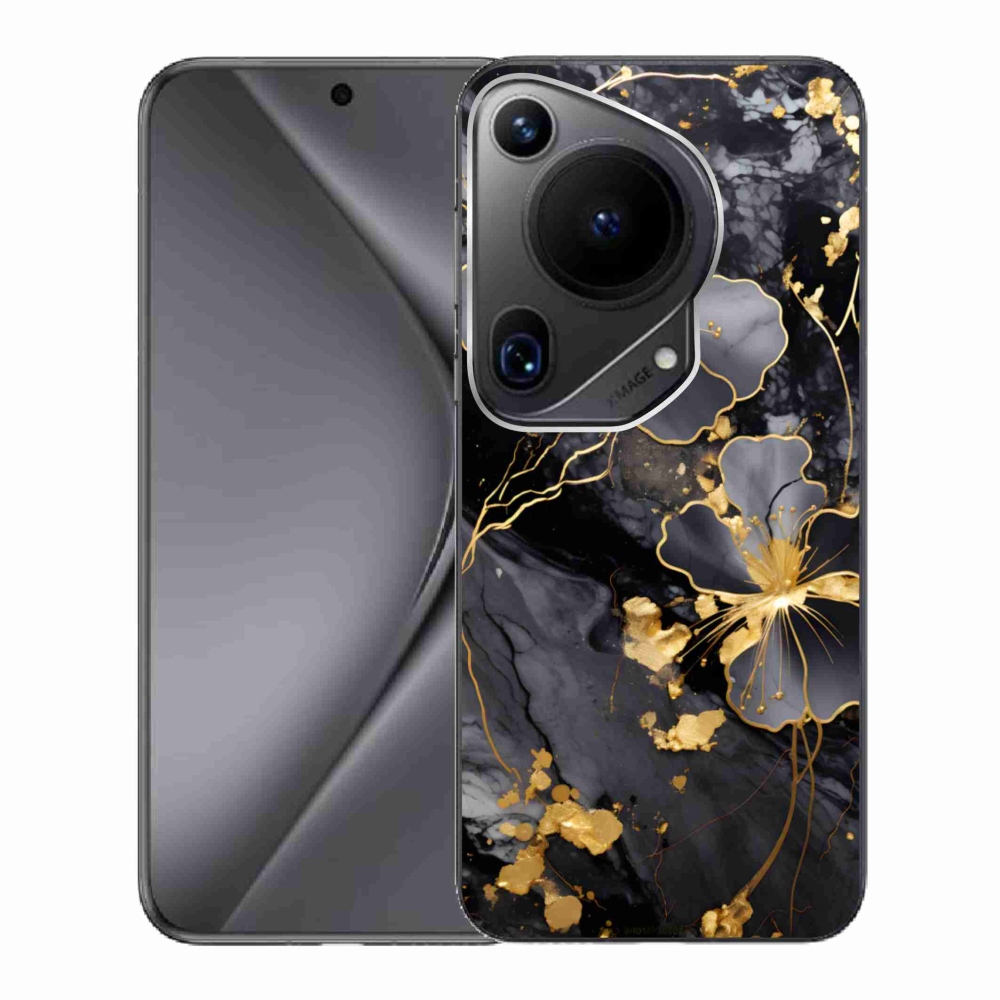 Gél borító mmCase a Huawei Pura 70 Ultra számára - arany virágok