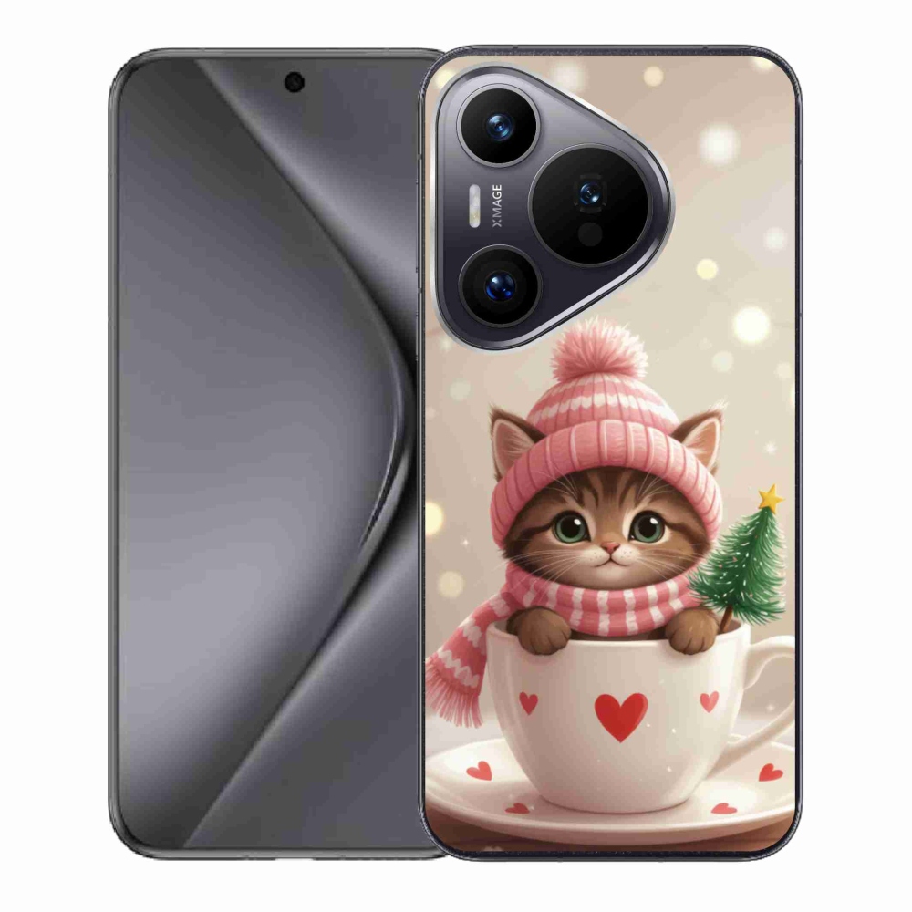 mmCase gél tok a Huawei Pura 70-hez – karácsonyi cica csészében