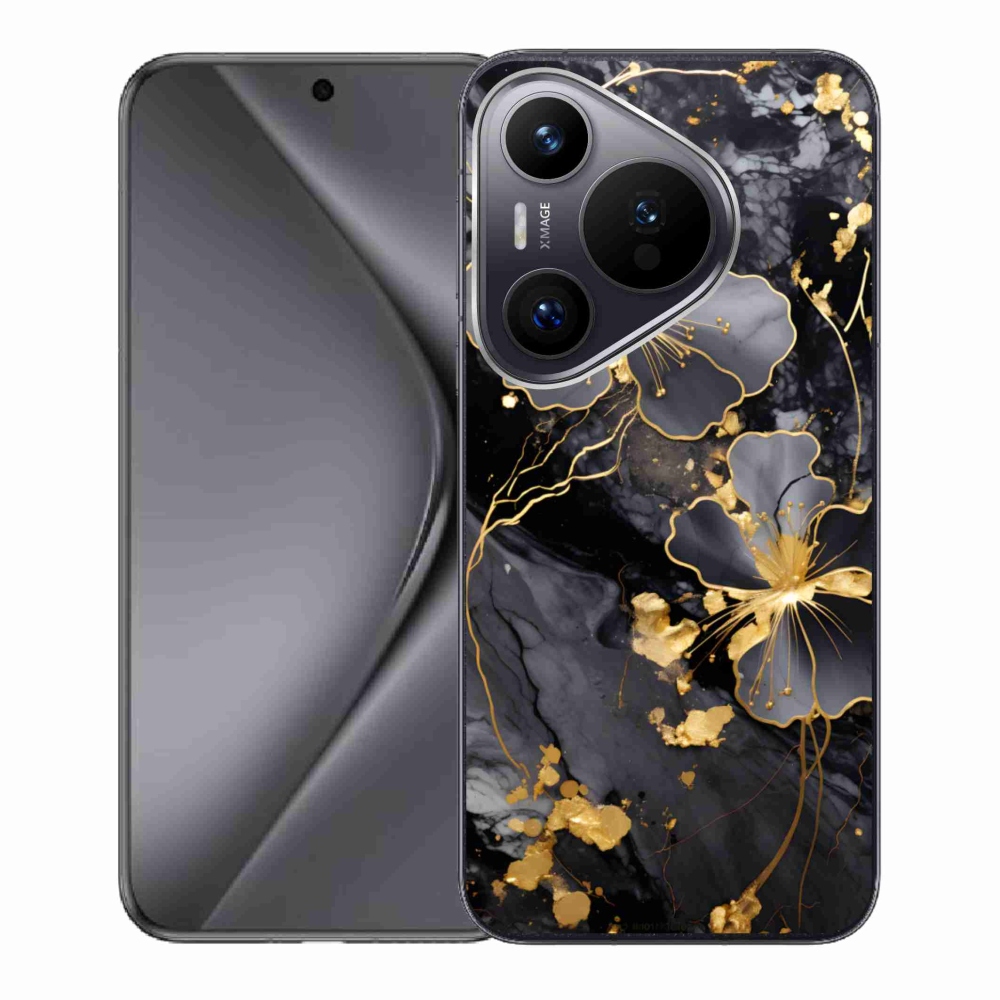 Gél borító mmCase a Huawei Pura 70-hez - arany virágok