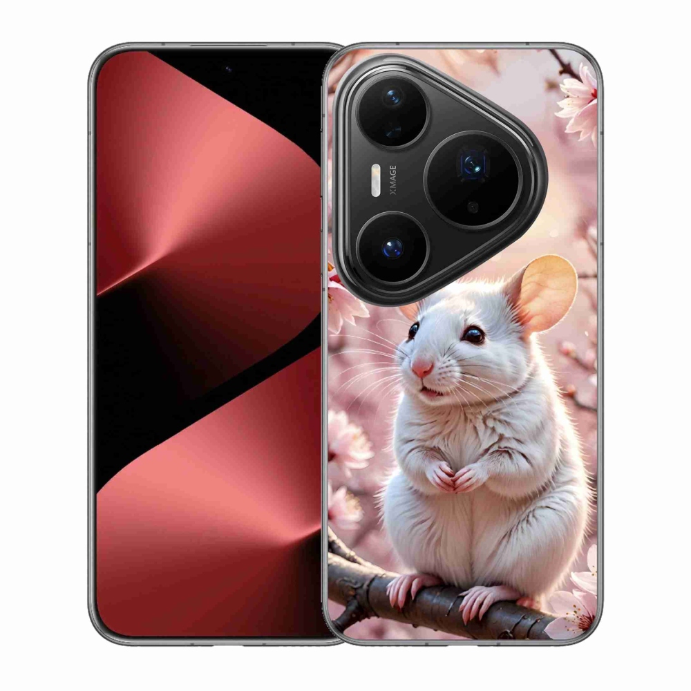 mmCase gél tok a Huawei Pura 80 Pro-hoz – fehér egér egy ágon