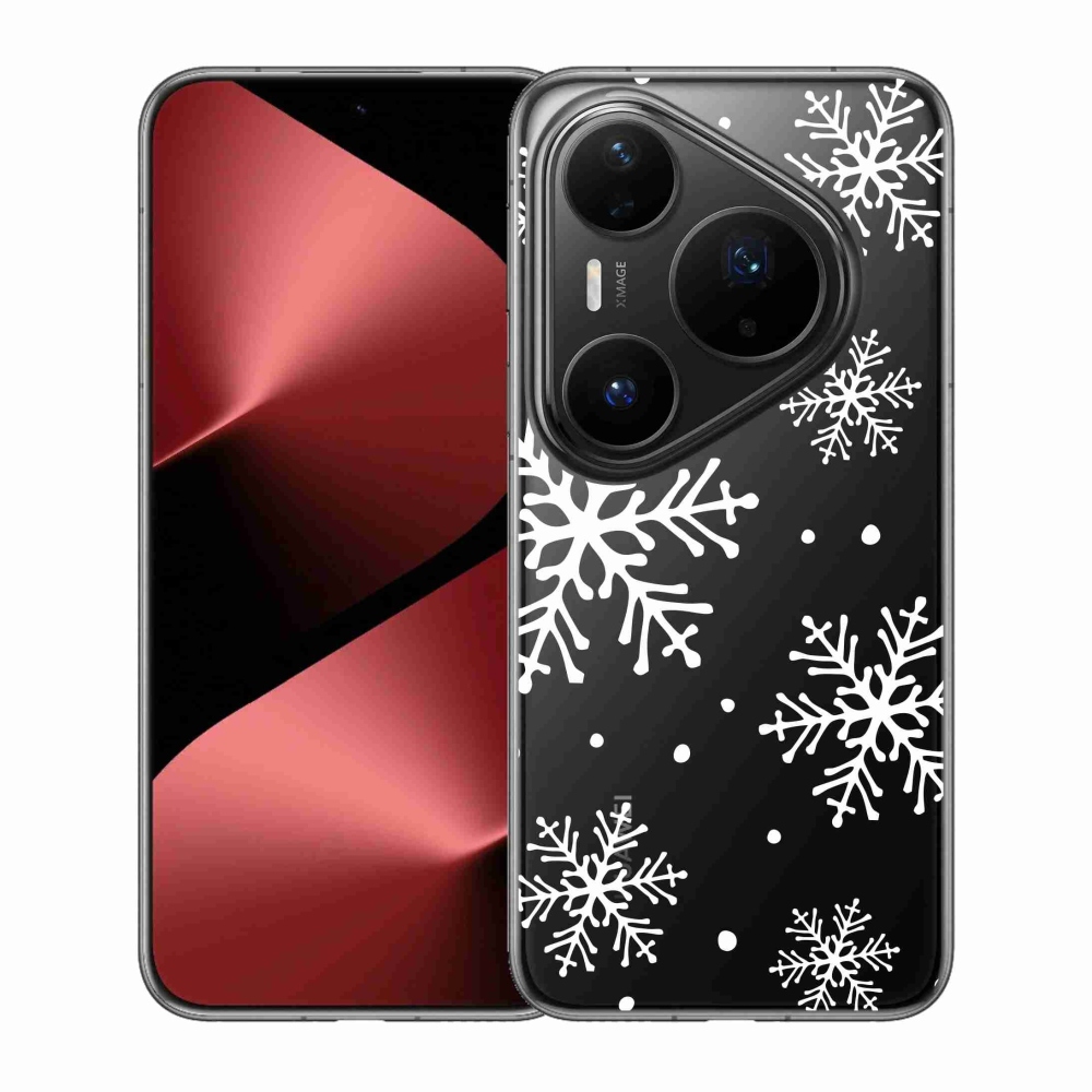 Zselés borítás mmCase a Huawei Pura 80 Pro készülékhez - fehér pelyhek átlátszó háttéren