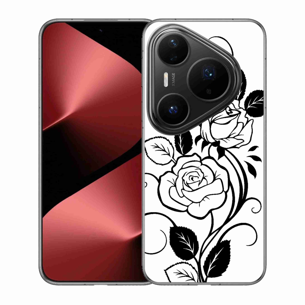 Gél borítás mmCase a Huawei Pura 80 Pro készülékhez - fekete és fehér rózsa