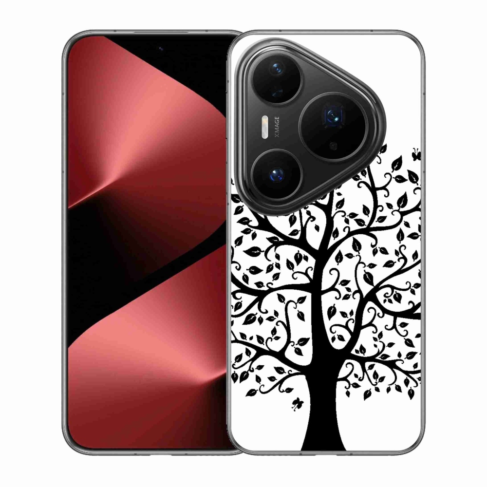 Zselés borítás mmCase a Huawei Pura 80 Pro számára - fekete-fehér fa