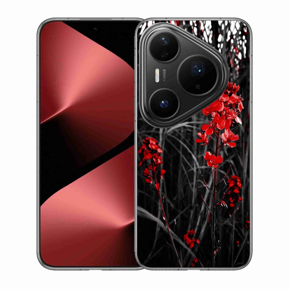 Gél borítás mmCase a Huawei Pura 80 Pro számára - piros növény