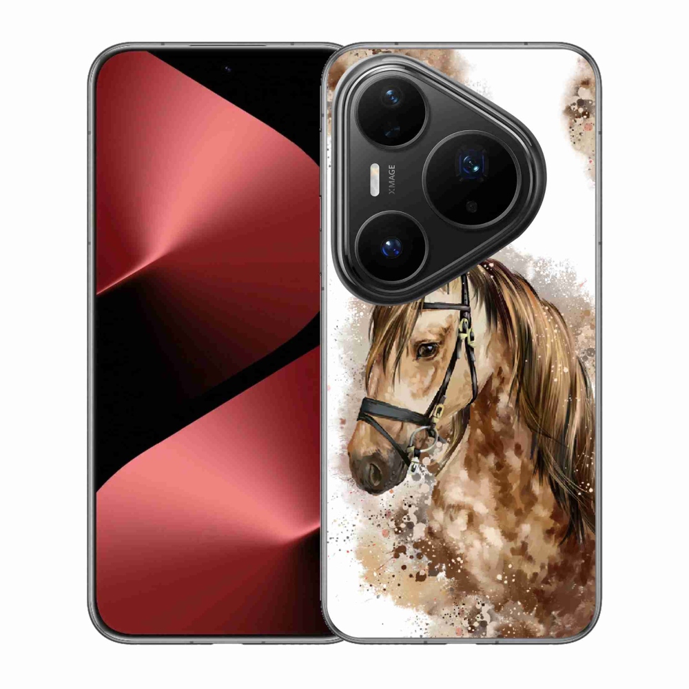 Zselés borítás mmCase a Huawei Pura 80 Pro számára - barna rajzfilm ló