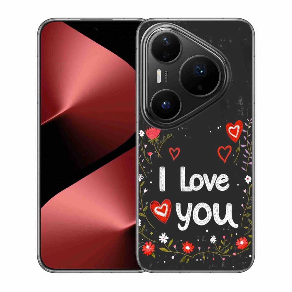 Gél borító mmCase a Huawei Pura 80 Pro készülékhez - I love you fekete háttérrel