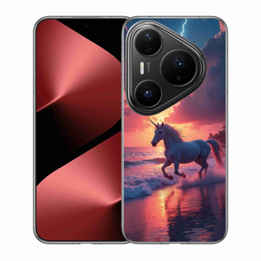 Gél borítás mmCase a Huawei Pura 80 Pro számára - egyszarvú a tengerparton