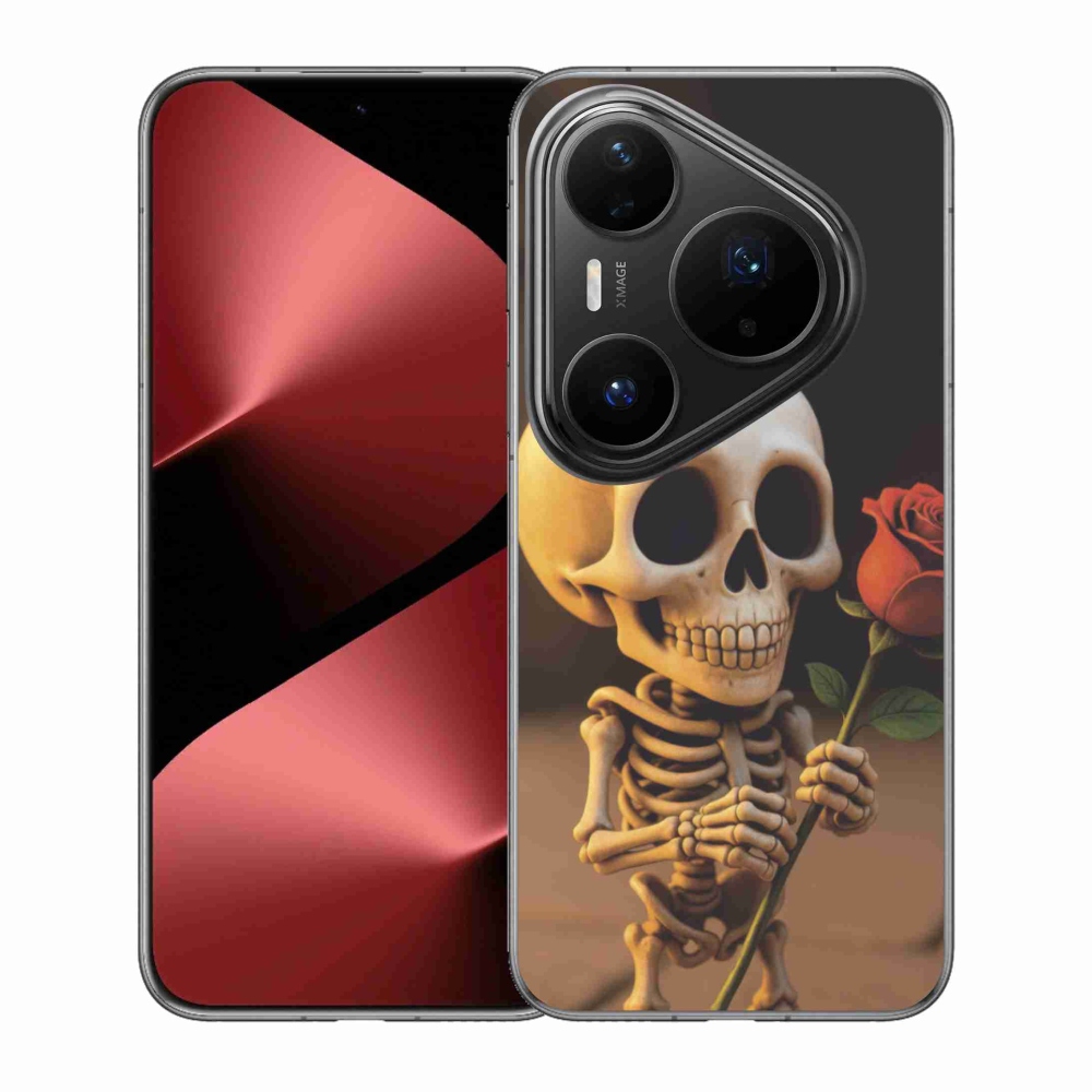 Gél borítás mmCase a Huawei Pura 80 Pro számára - csontváz rózsával