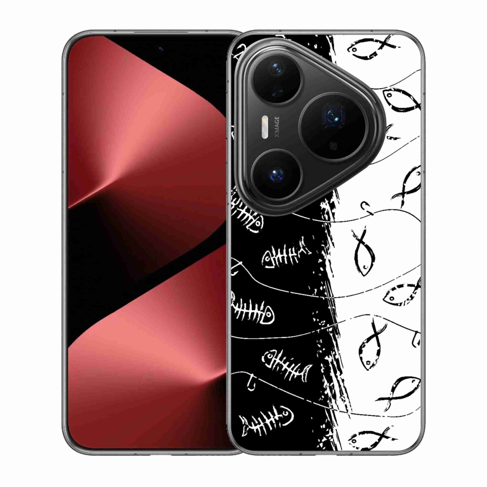 Zselés borítás mmCase a Huawei Pura 80 Pro számára - csontvázak és halak