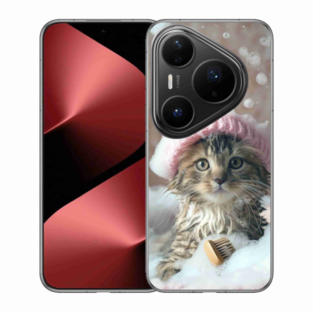 Gél borítás mmCase a Huawei Pura 80 Pro számára - cica és fürdő
