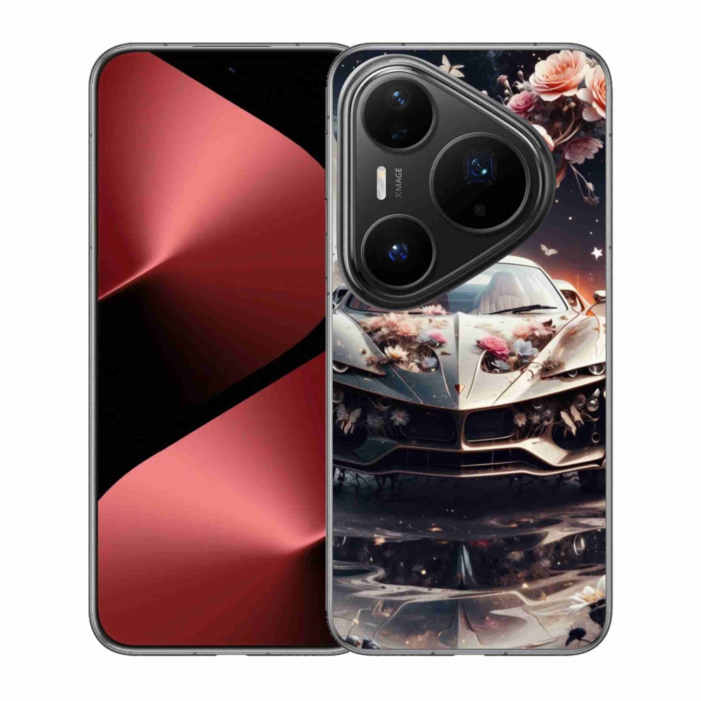 Gélburkolat mmCase a Huawei Pura 80 Pro - virágos sportkocsira