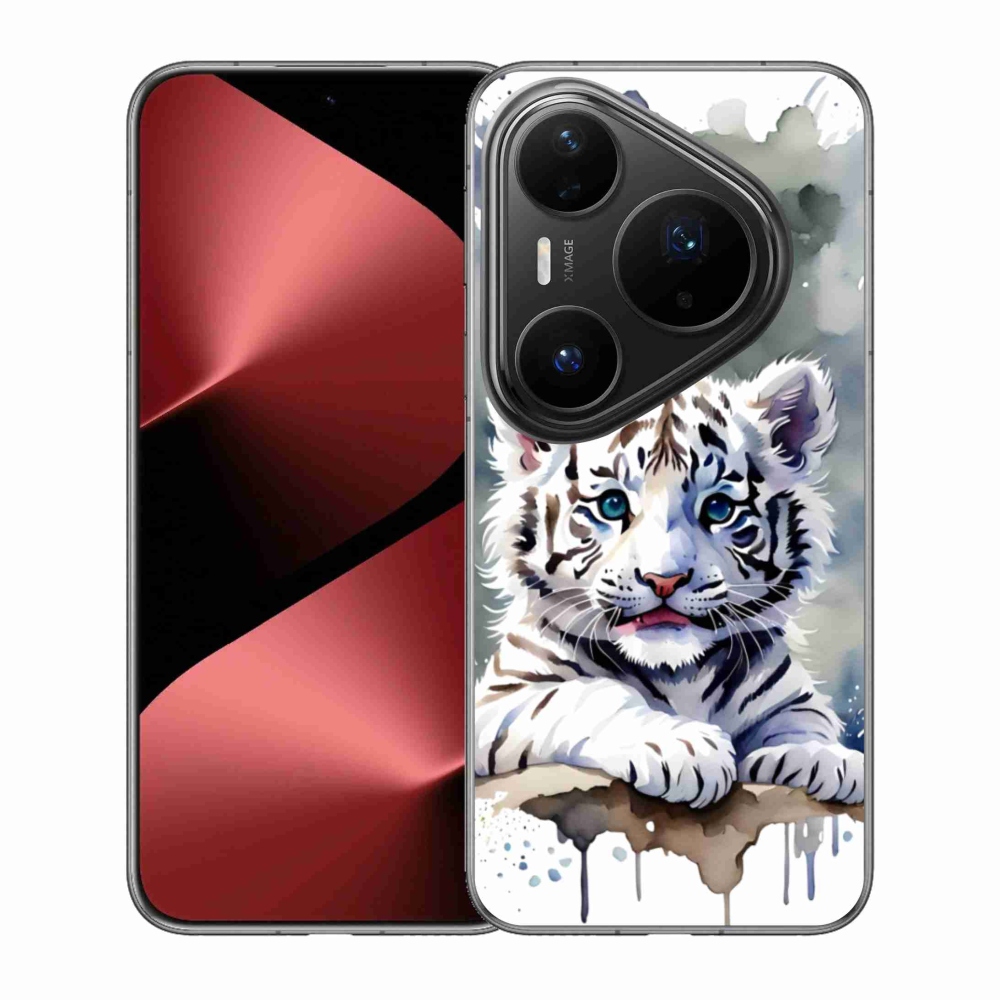 Gél borítás mmCase a Huawei Pura 80 Pro számára - fehér tigriskölyök