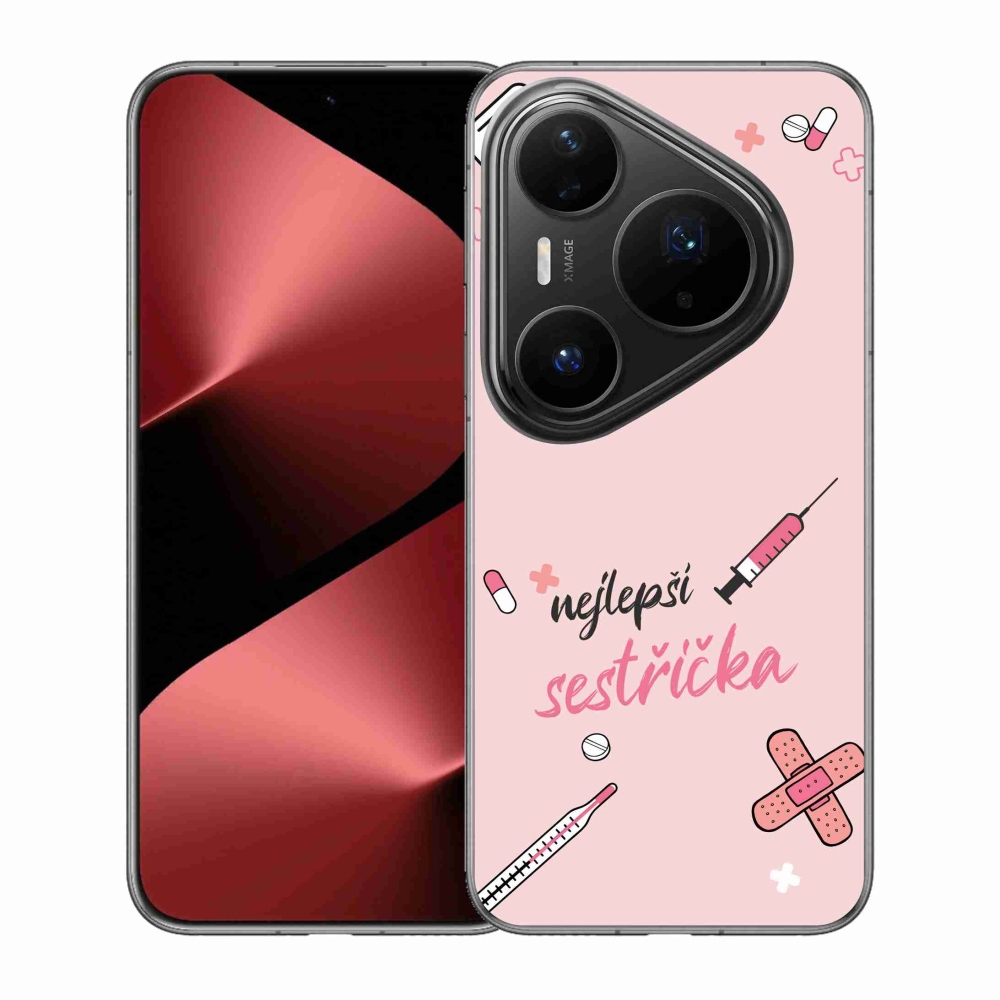 Gél borító mmCase a Huawei Pura 80 Pro - legjobb kishúg rózsaszín háttérrel