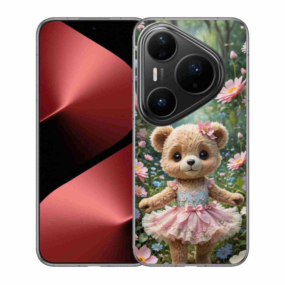 mmCase gél tok a Huawei Pura 80 Pro-hoz – aranyos mackó virágok között